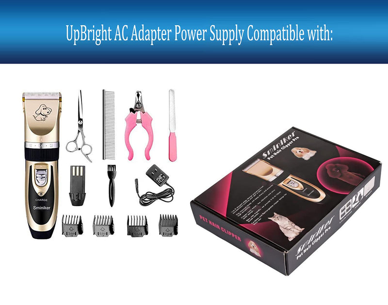 UpBright 2-Prong 5V AC/DC Adapter Compatible with Sminiker Dog Pet Hair Clipper Pro Professional Rechargeable Cordless Low Noise Cat Horse Grooming SMK-002 5VDC 1000mA Power Supply Battery Charger - PawsPlanet Australia