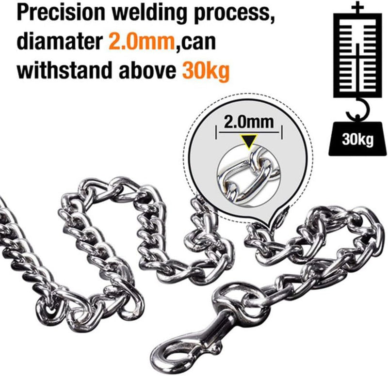 Heavy Duty Dog Chain, Metal Dog Lead Durable Strong Chew Proof Dog Leashes for Small Medium Large Breed Pet Dogs, 4.0mm * 4ft Black Handle XXL(4 ft. x 4.0 mm) - PawsPlanet Australia
