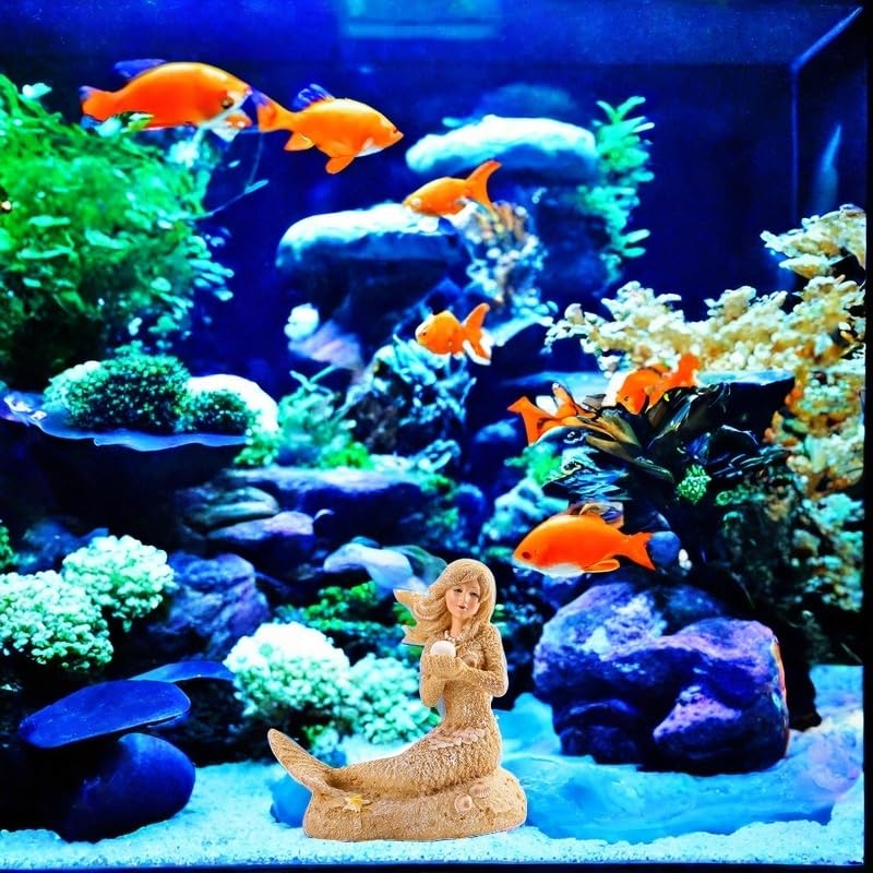 Ideal Betta Tank Accessories, Medium & Large Aquarium Fish Tank Decorations, Aquarium Decorations, Fish Tank Decorations, Craft Decorations, Mermaid Decorations, (Mermaid 3.7"x5.5"x5.5") 3.7"x5.5"x5.5" 1 - PawsPlanet Australia