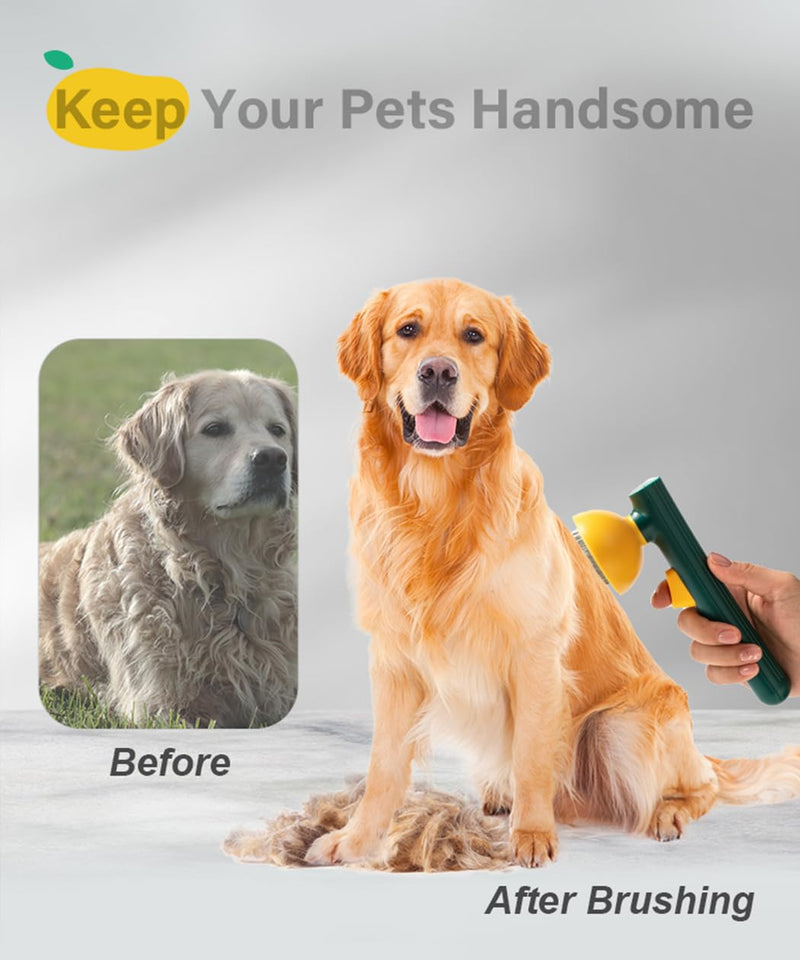 Self-Cleaning Dog & Cat Slicker Brush, Skin Friendly Deshedding Grooming Tool for Long or Short Haired Dogs Cats Rabbits, Dog Shedding Brush with Release Button - Mango Light Mango - PawsPlanet Australia