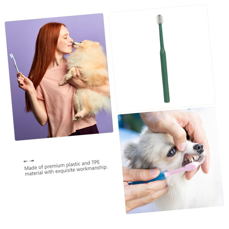 TOYANDONA Small Dog Toothbrush Oral Care Brush for Puppies and Cats Non-Slip Handle Gentle Against Plaque and Bad Breath Pet Dental Care Accessories for Healthy Teeth