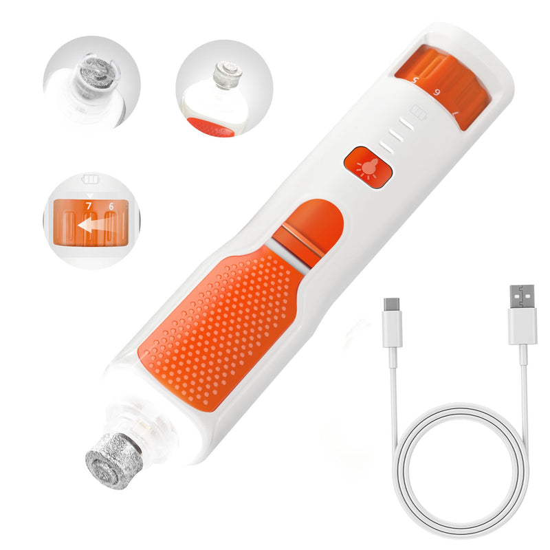 Dog Nail Grinder 7-Speed & 360° LED Light, Professional Pet Nail Grinder for Dogs and Cats, Electric Dog Nail Trimmer Painless Paws Grooming & Smoothing Tool for Large Small Dogs Cats Pets White - PawsPlanet Australia