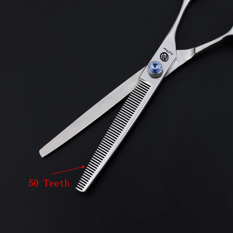 Purple Dragon Touch Pet Blenders Shears, 7.0" 50-Tooth Thinning Scissor for Dogs, 440c Japanese Stainless Steel Texturizers Dog Thinning Shears(Blue) Blue - PawsPlanet Australia