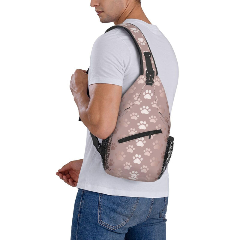 Paw Print Sling Bag for Women Men Rose Gold Dog or Cat Paw Pet Prints Cute Puppy Footprint Crossbody Chest Shoulder Bag Animal Pet Claws Backpack Casual Gym Sports Travel Hiking Daypack - PawsPlanet Australia