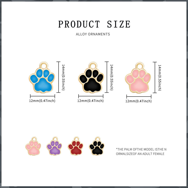 60Pcs 6Colors Dog Paw Footprint Charms Alloy Gold Enamel Animal Puppy Bear Cat Dog Paw Prints Charm Pendant Beads for DIY Jewelry Making Necklace Earrings Bracelet KC Gold Enamel-1 - PawsPlanet Australia