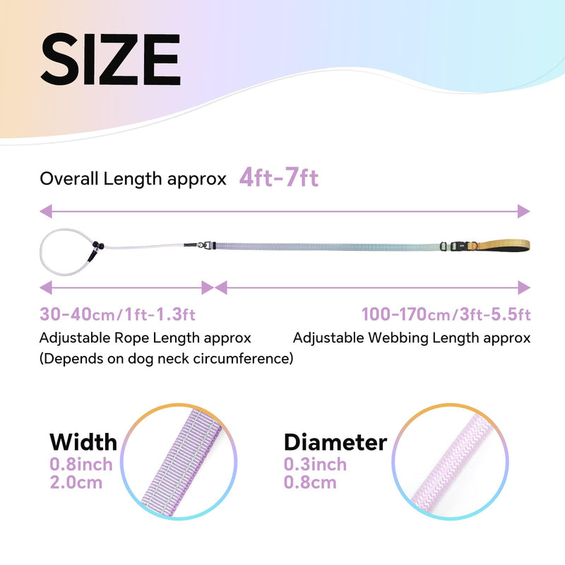 QQPETS Adjustable Slip Lead Dog Leash, Hands Free Waist Leash for Dog Walking, Reflective Training Lead with 360° Swivel Anti-Tangle, 4-7 ft Length for All Breeds Color Gradient - PawsPlanet Australia