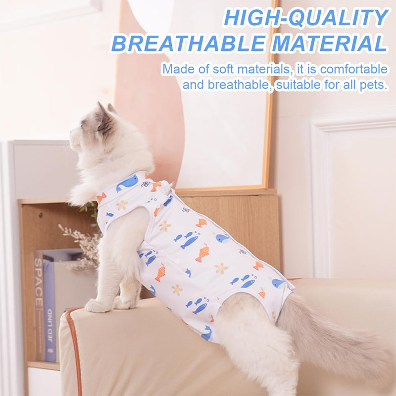 Pack of 2 Onesie Cat Bodysuit After Surgery, Cat Surgery Recovery Suit, Surgical Recovery Suits, Anti Licking, Easy to Wear, Breathable Mesh, for Cats with 8-14 Jin Weight (L)