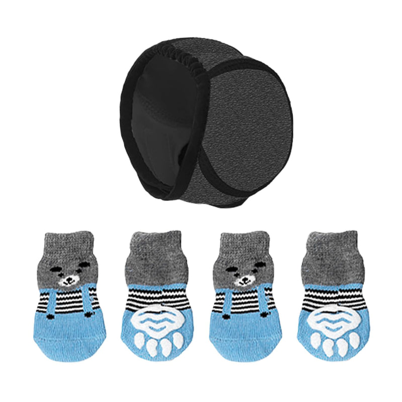 1 Piece Of Dog Earmuffs And 4 Socks, Waterproof And Anti-Fright, Pet Swimming And Bathing Headgear, Safety Protection Accessories.