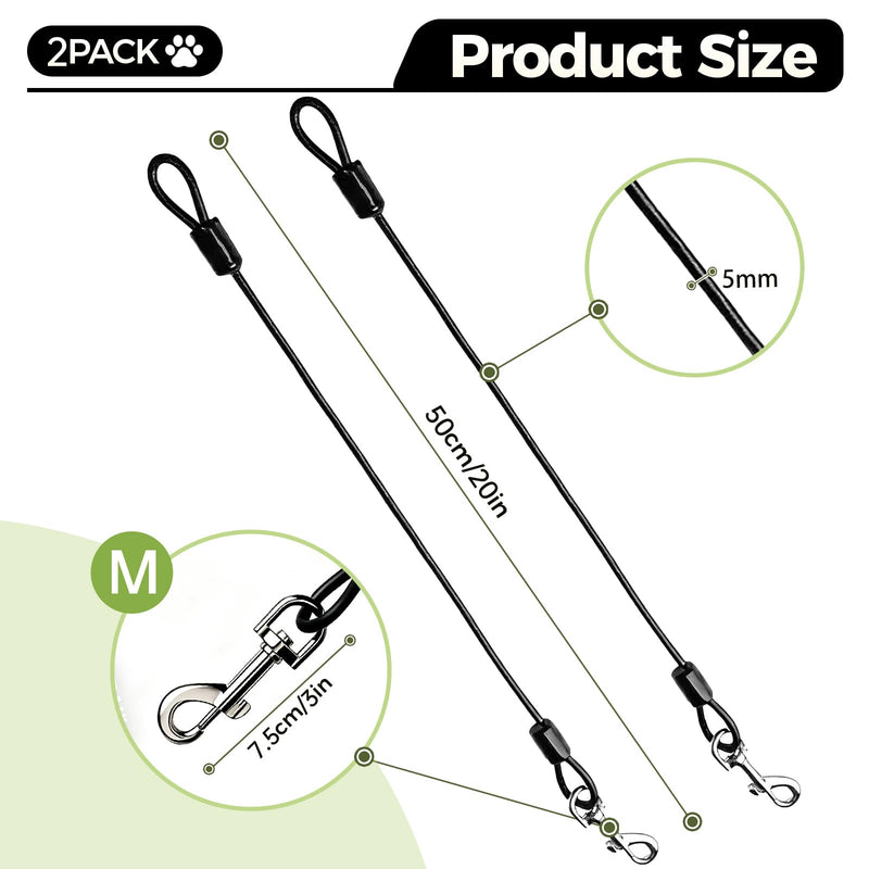 Chew Proof Dog Leash, 2 Pack Metal Cable Lead Collar Extender Non-Tangle Connect Dog Leash for Teething Puppies Small Medium and Large Dogs for Collars and Harnesses (5mm, M) 5mm, M - PawsPlanet Australia
