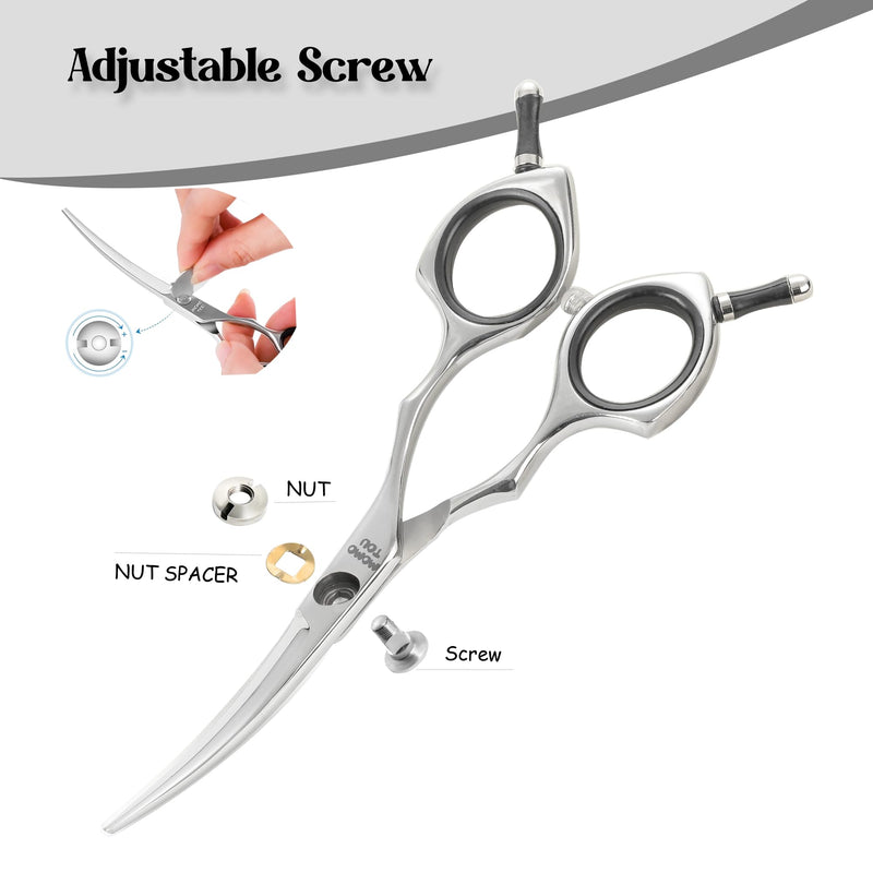 Dog Grooming Scissors 5'' Small Curved Pet Shears Super Light Professional 440C Stainless Steel Pet Shears for Trimming Face and Paws Nose Ear Easy Use. - PawsPlanet Australia