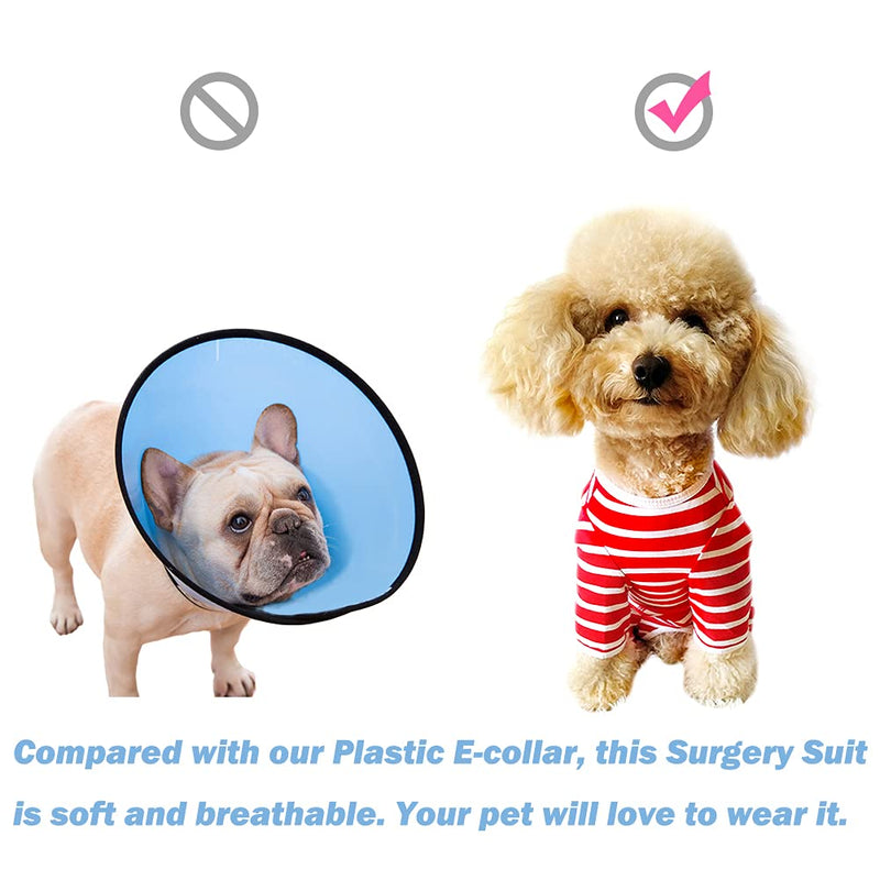 Dog’s Recovery Suit Post Surgery Shirt for Puppy, Full Coverage Dog's Bodysuit Wound Protective Surgical Clothes for Small and Medium Pets (Pink White Stripe-s) S pink white stripe - PawsPlanet Australia