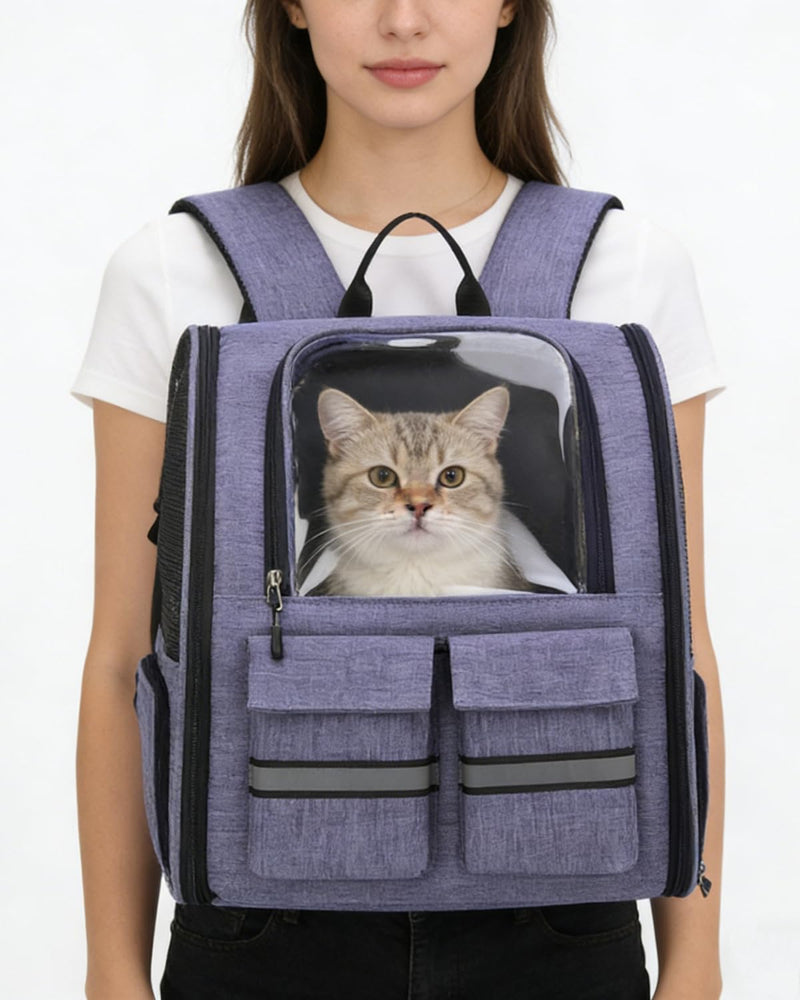 Cat Backpack Carrier Small Dogs Backpack Carrier,Large Space Breathable Cat Bubble Backpack,Shaded Puppy Backpack Carrier,Ventilated for Travel, Hiking,Cycling,Shopping,and Vet Purple - PawsPlanet Australia