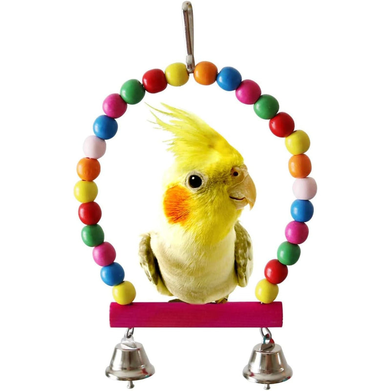 Bird Parakeet Toy Set, 5 Pcs Bird Swing Colorful Chewing Toys for Small Parakeets, Budgerigar, Conures, Love Birds, Finches, Mynah etc - PawsPlanet Australia