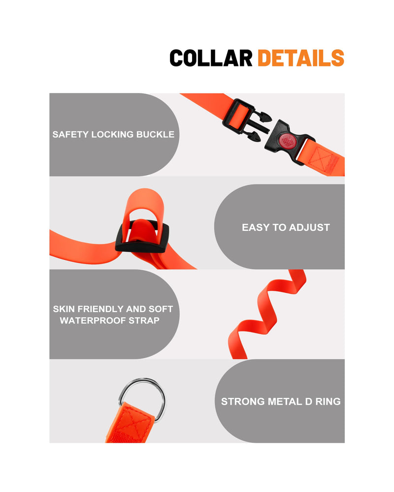 Waterproof Martingale Collar for Dogs,Easy to Clean Dog Collars with Safety Quick Release Buckle,Rubber Collar for Medium Large Dogs Walking Training (Orange, M (16.5-20.8inch)) M (16.5-20.8inch) Orange - PawsPlanet Australia