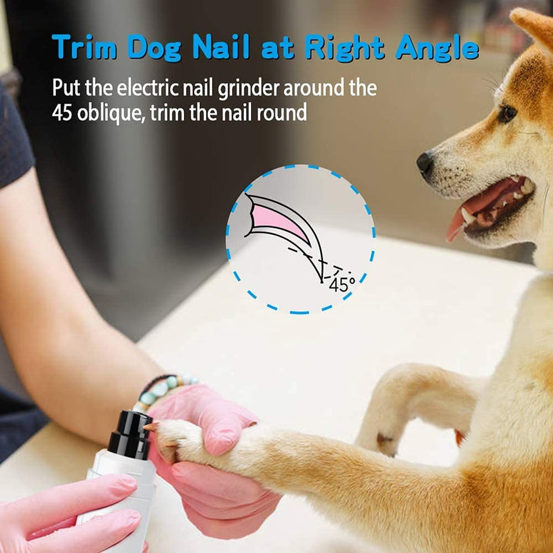Casfuy Dog Nail Grinder Upgraded - Professional 2-Speed Electric Rechargeable Pet Nail Trimmer Painless Paws Grooming & Smoothing for Small Medium Large Dogs & Cats (White) A-White - PawsPlanet Australia