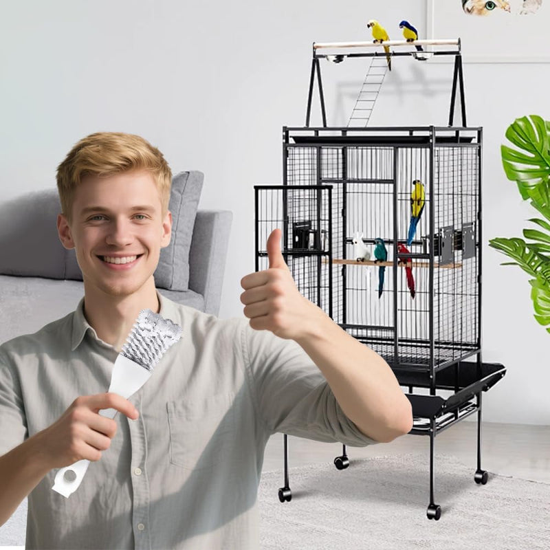 Set of 2 Bird Cage Cleaning Kit with Metal Scraper and Brush, Bird Cage Cleaner for Cleaning Kennels Perches Poop Remover Parrot Parakeet Pet Cage Accessories - PawsPlanet Australia