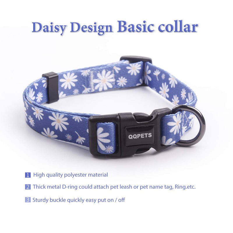 QQPETS Dog Harness Collar Leash - No Pull Pet Adjustable Back Clip Halter Basic Collar Heavy Duty 5FT Anti-Twist Leash for Extra Small Puppy Medium Large Breed Training Easy Walk Running Daisy S - PawsPlanet Australia