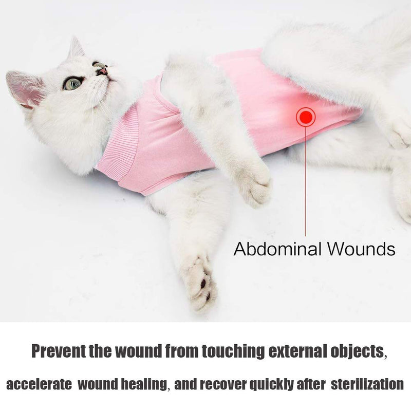 Yeapeeto Cat Professional Recovery Suit for Abdominal Wounds and Skin Diseases, E-Collar Alternative for Cats and Dogs, After Surgey Wear Anti Licking, Recommended by Vets（Pink,S Small (Pack of 1) Pink