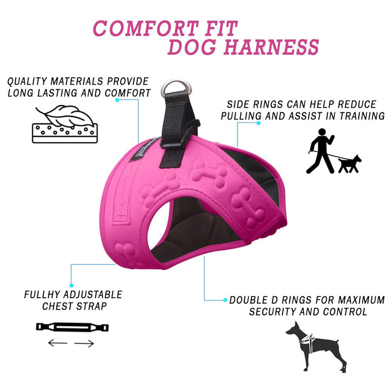 Comfort Fit Dog Harness No Pull No Escape Harness Adjustable Buckles Soft Padded Reflective Choke Step in Dog Vest with Easy Control Handle for Small Medium Large Dogs & Puppies S (Chest 13"-17") Pink - PawsPlanet Australia