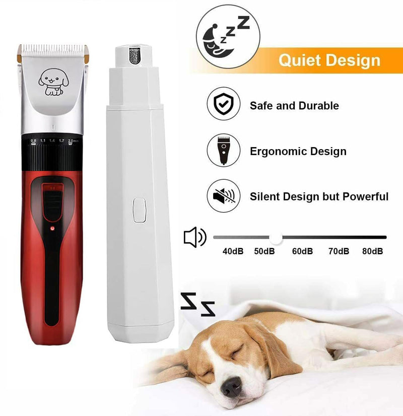 Dog Clippers and Nail Grinder Low Noise Cordless Rechargeable Dog Clippers and Nail Grinder for Grooming - PawsPlanet Australia