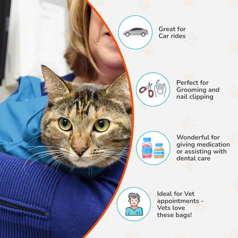 Cat-in-the-Bag Cozy Comfort Carrier - Large Light Blue Cat Carrier Soft and Pet Carrier Administration, Grooming, Vet Visits, Dental Care, and Nail Trimming Large – 10 lbs. and up. - PawsPlanet Australia