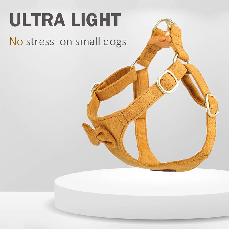 Cute Small Dog Harness and Leash Puppy Set with Bowtie,Step in Dog Harnesses,Soft Adjustable Cat & Dog Vest,Harness for Small Cats & Dogs Walks and Parties(Yellow,S:Weight 8.8-17.6lb) Yellow S(Chest:16-22'') - PawsPlanet Australia