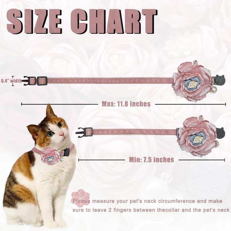 Fupo Cat Collar - Breakaway Adjustable with Bell& Flower (Pink) PINK - PawsPlanet Australia