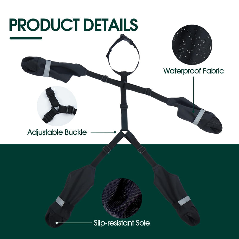 Allroaring Dog Suspender Boots, Waterproof Dog Rain Boots, Puppy Snow Shoes for Winter, Anti Dirt Pants with Shoes, Adjustable Suspender Pants for Outdoor Walking XS Black - PawsPlanet Australia