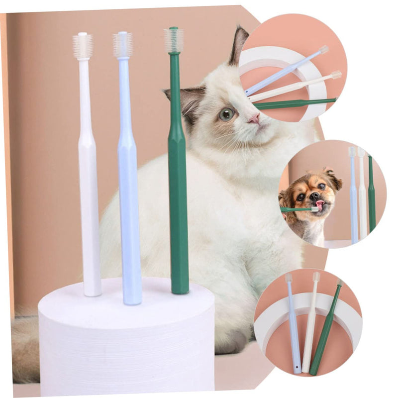 WOONEKY Pack of 4 Pet Toothbrushes Round Brush Made of TPE Handy for Dogs and Cats Gentle Teeth Cleaning Suitable for Small Pets Effective Oral Care and Dental Care