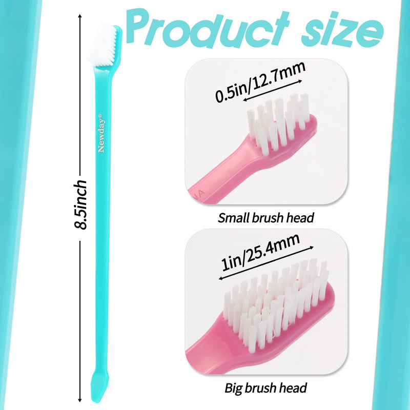 Newday 50 Pack Dual Ended Long Dog & Cat Toothbrush, Pet Safe Super Soft Bristles for Pet Dog Puppy Kitten Dental & Oral Care Teeth & Gums, Pet toothbrushes in Box, Bulk Individual polybag (Colorful) 50 Pcs-colorful
