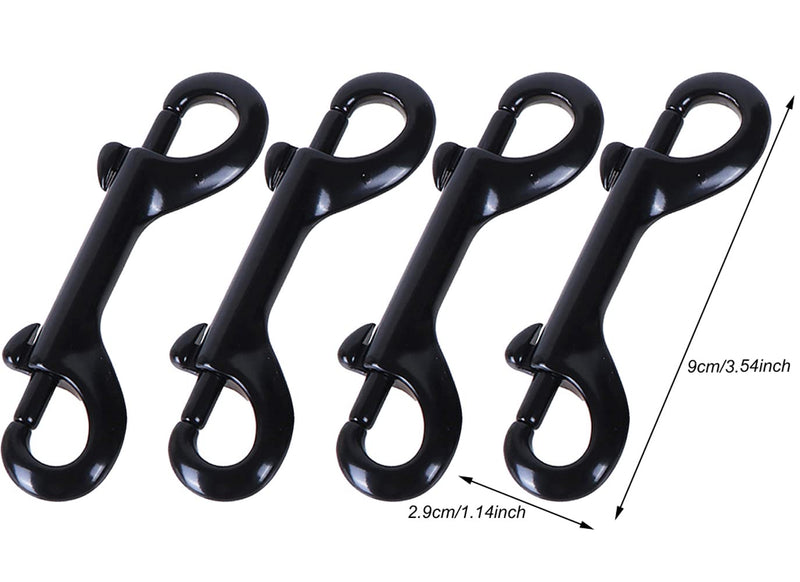 4 Pcs Double Ended Bolt Snap Hooks Zinc Alloy Trigger Chain Clips Heavy Duty Metal Spring Hook for Pet Dog Leash Collar Leash Horse Tack - Black - PawsPlanet Australia