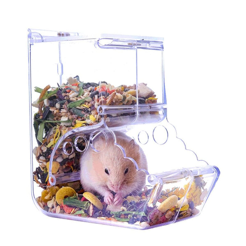 Hamsters Feeder Small Animals Automatic Dispenser Acrylic Clear Pet Food Storage Bowl for Dwarf Hamster Gerbils Mice Hedgehog Guinea Pig Pigeon Parrots (400ML) 400ML