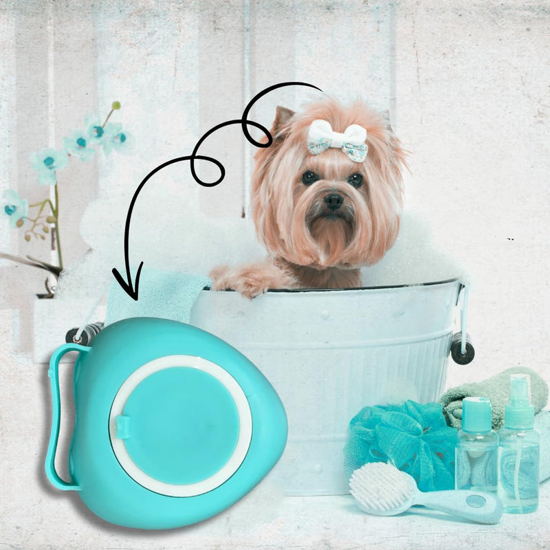 Dog & Cat Bath Brush with Built-In Shampoo Dispenser - 2-in-1 Silicone Pet Grooming Massage Brush for Anxiety Relief & Deep Cleaning - Luxury Spa Treatment (Yellow) Blue - PawsPlanet Australia