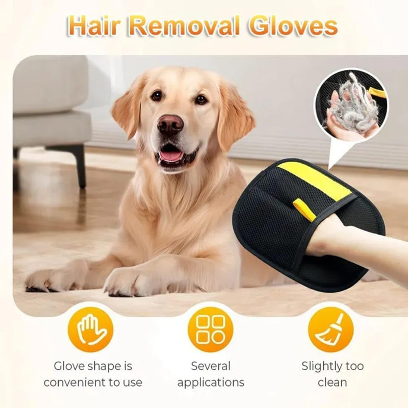 Pet Hair Removal Glove 3 Pack for Dogs & Cats, Reusable Electrostatic Grooming Mitt, 5-Finger Pet Hair Remover for Furniture, Couch, Carpet, Clothes & Car Seat - PawsPlanet Australia