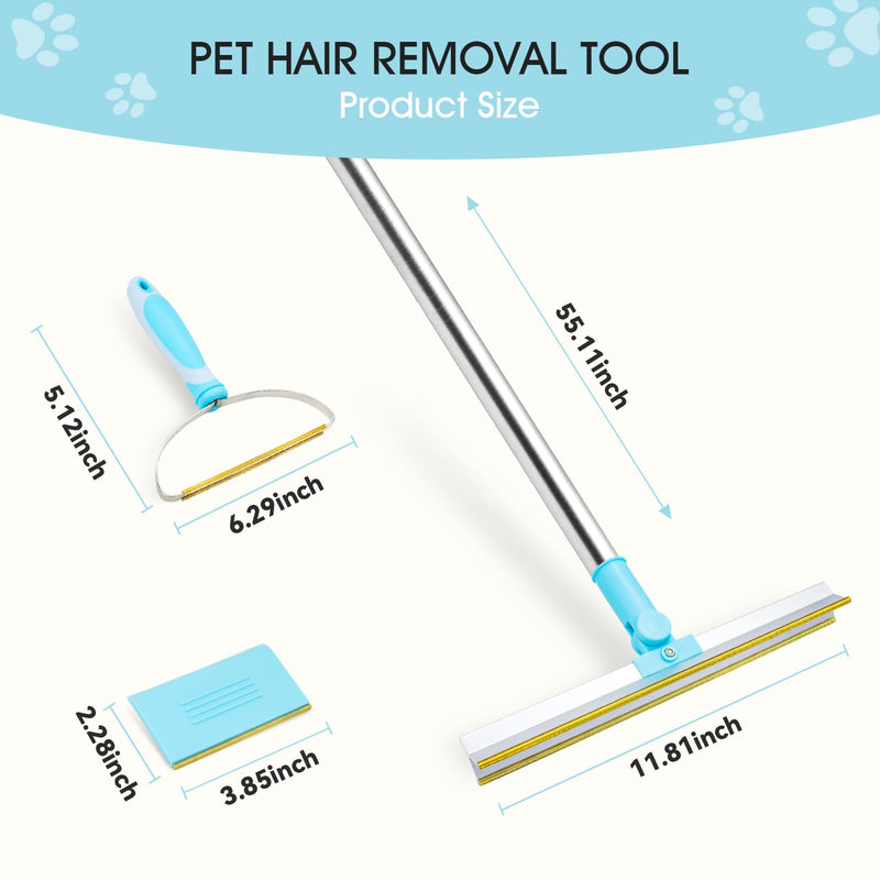3 Pcs Pet Hair Removal Tool - 55 Inches Adjustable Carpet Scraper, Grooming Brush,Mini Brush for Dogs Cats - Reduce Shedding,Mats,Loose Fur - Perfect for Long Short Hair Pets at Home or Travel - PawsPlanet Australia