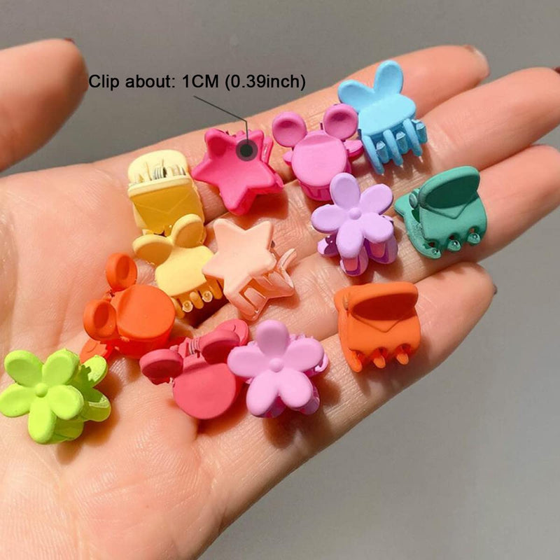 FZBNSRKO 100pcs Mini Hair Claw Clips Colorful Cartoon Animals/Vegetables/Flower Mini Hair Claw Clips Small Barrettes for Baby Girls Toddlers Teens Kids(Random Style)