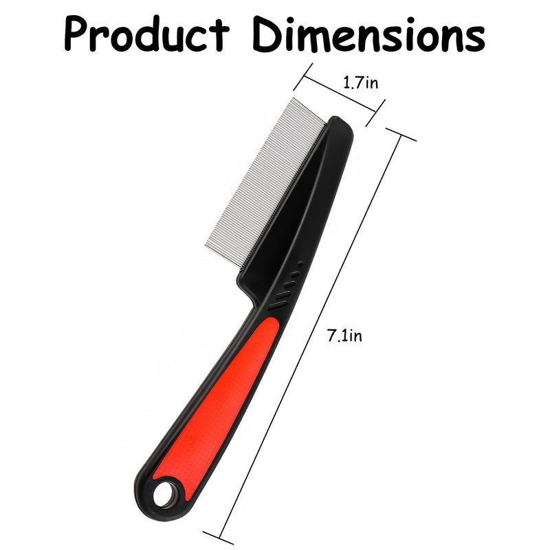 Black Flea Comb for Dogs and Cats Fine Tooth Grooming Tool for Pets Daily Coat and Hair Care Black