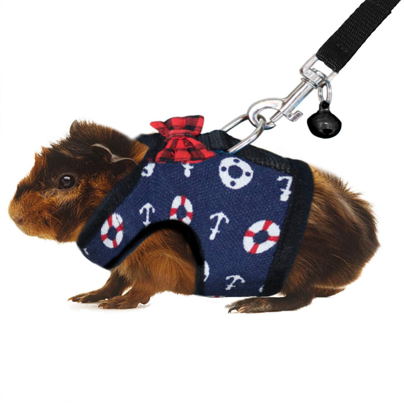 Rypet Ferret Harness and Leash - Soft Mesh Small Pet Harness with Safe Bell, No Pull Comfort Padded Vest for Guinea Pig, Hamster, Rats and Similar Small Animals Medium Navy Blue