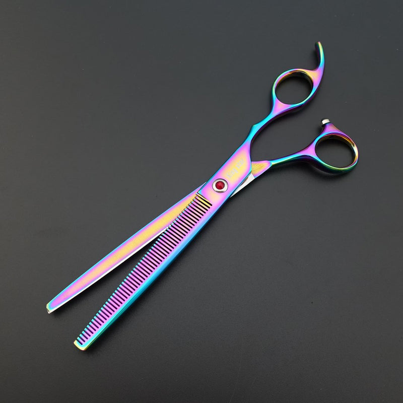 KINGSTAR 8.0in. Professional Pet Grooming Scissors Set,Titatium Plated Straight & Thinning & Curved Scissors Set with Comb,Dog Grooming,A563 8 inches 8 Inches Rainbow 3pcs Set - PawsPlanet Australia