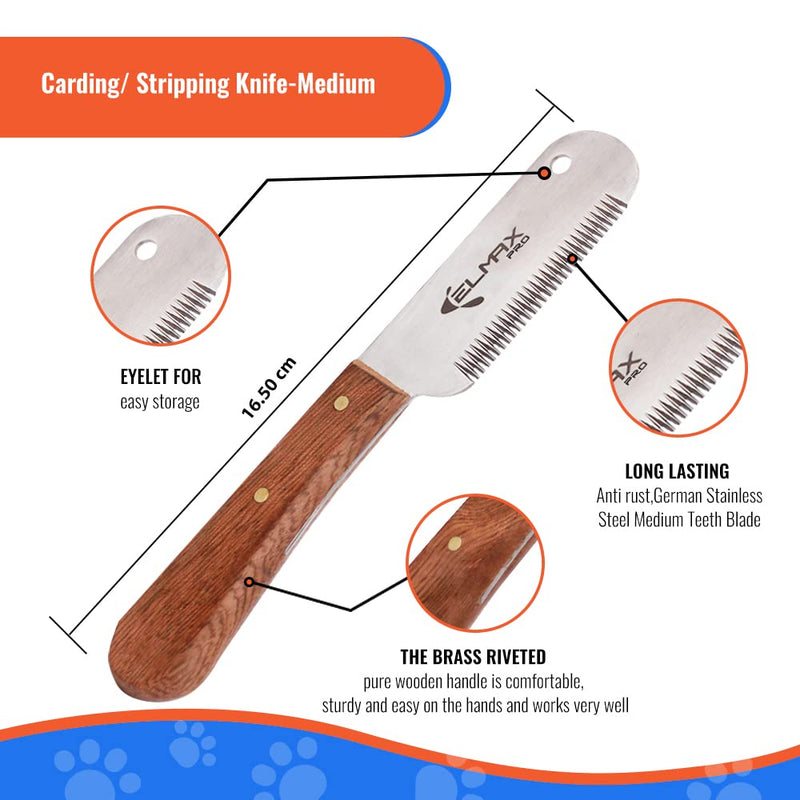Professional Stripping Knife for Dogs, Best for Removing Unwanted Undercoat, Blades are Made of Stainless Steel with Wooden Handle Grip (Right-Handed, Rosewood) Pack of 3 Rosswood - PawsPlanet Australia
