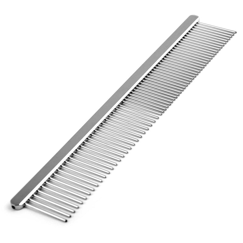 Jeffers Flat Back Pet Grooming Comb – Chrome Plated Steel Comb with Fine & Coarse Teeth for Dogs, Cats, Puppies – Detangling, Deshedding, Dematting Tool for Long or Short Hair - 7.5" L, 1" Teeth 7.5"L - PawsPlanet Australia