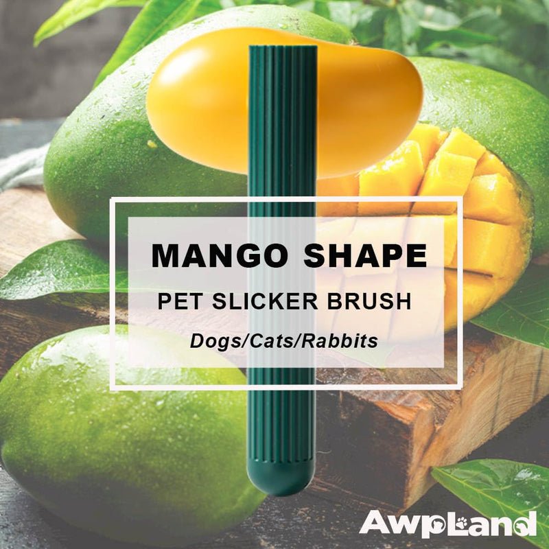 Dog Brush with Release Button, Mango Cat Brush for Long or Short Haired Cats Dogs Rabbits, Skin Friendly Deshedding Grooming Tool for Gently Removes Loose Fur Undercoat Green Mango - PawsPlanet Australia