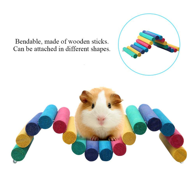 Bendable Hamster Climbing Bridge Colorful Bird Wooden Bridge Ladder Mouse Rat Guinea Pig House Cage Villa Exercise Chew Toy Small Animal Cave Hideout