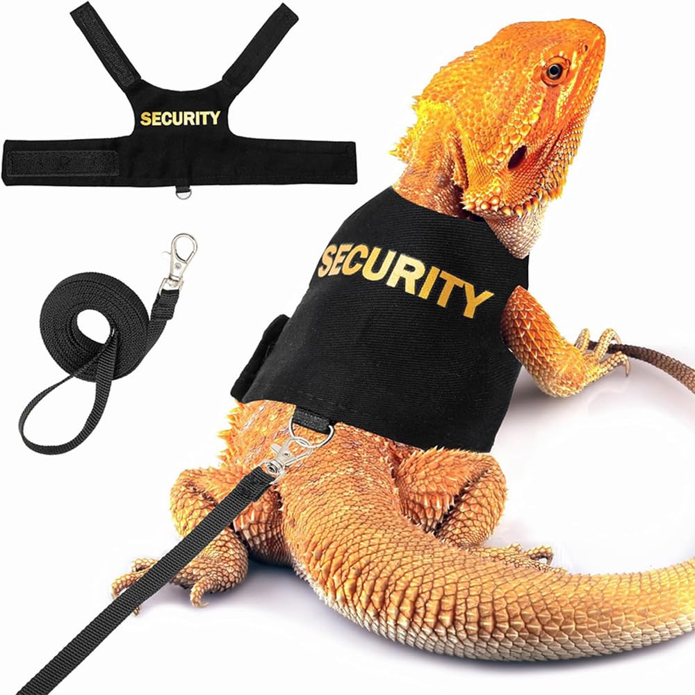 Bearded Dragon Harness Leash, Adjustable Reptile Walking Harness Escapeproof Lizard Control Leash for Reptile Bearded Dragon Lizard Chameleon