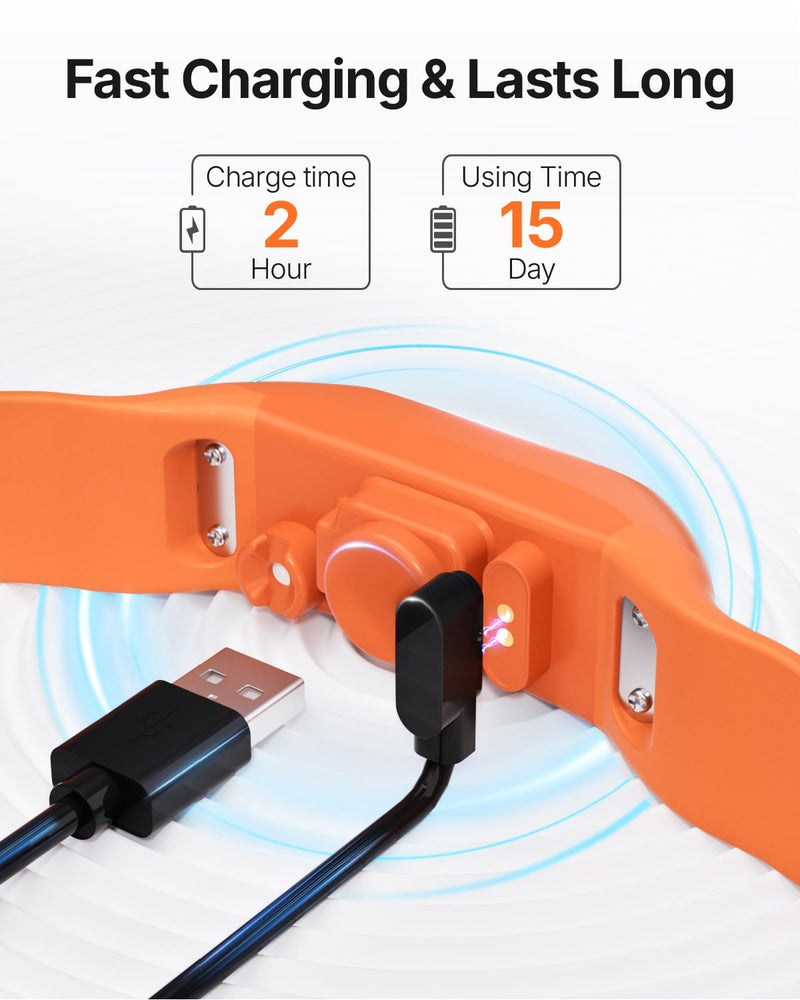 Anti Bark Collar for Small Medium Large Dogs, Vibrating Dog Collars No Shock, Rechargeable Smart AI Bark Collar, Automatic Dog Training Collar, IP 67 Waterproof Dog Barking Collar (Orange) Orange - PawsPlanet Australia