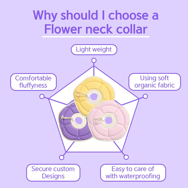 Adjustable Flower Recovery Collar for Dogs and Cats, Soft Comfortable Lightweight, Prevent Licking Wounds, Non-Vision Blocking, Pink,Yellow,Purple (Pink, Medium) - PawsPlanet Australia
