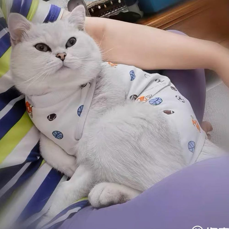 2-Pack Pet Post-Surgery Recovery Suit for Cats Dogs, Abdominal Wound Protector Anti-Licking, Soft Breathable Onesie with Adjustable Fit, Small Pets Universal Tee(Medium, Watermelon,Football) Medium