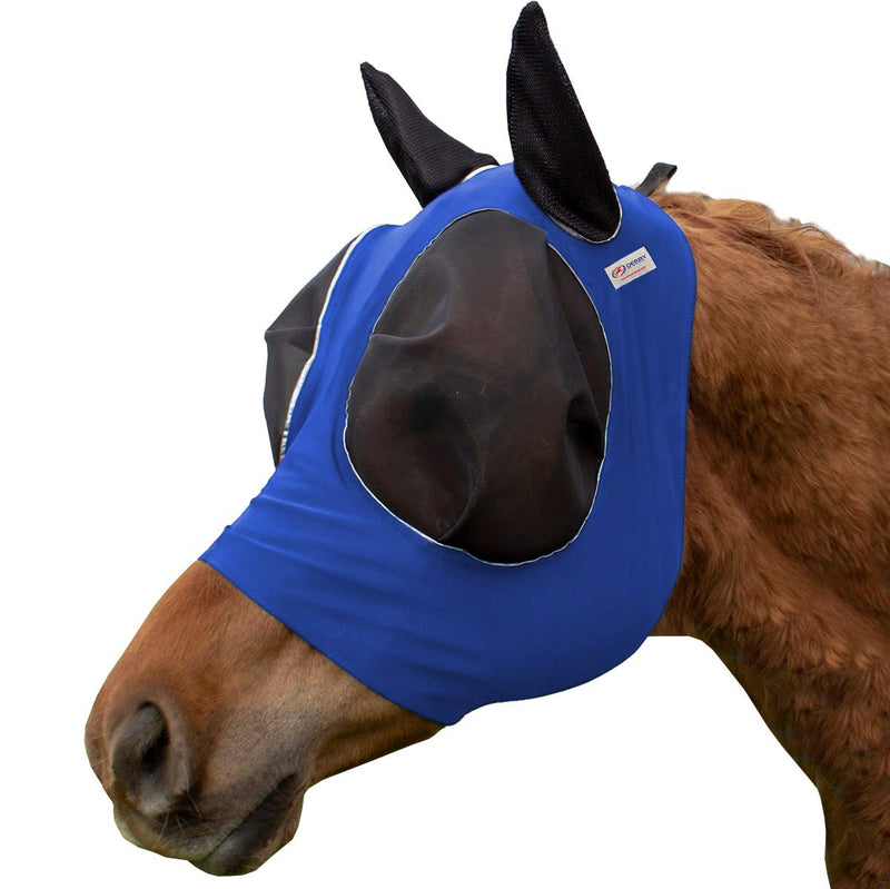 Derby Originals Reflective Lycra Fly Mask with 1 Year Warranty Mesh Eyes and Ears,Royal Blue,Medium (Cob/Arabian),72-7177-RBL-MED Royal Blue Medium (Cob/Arabian)