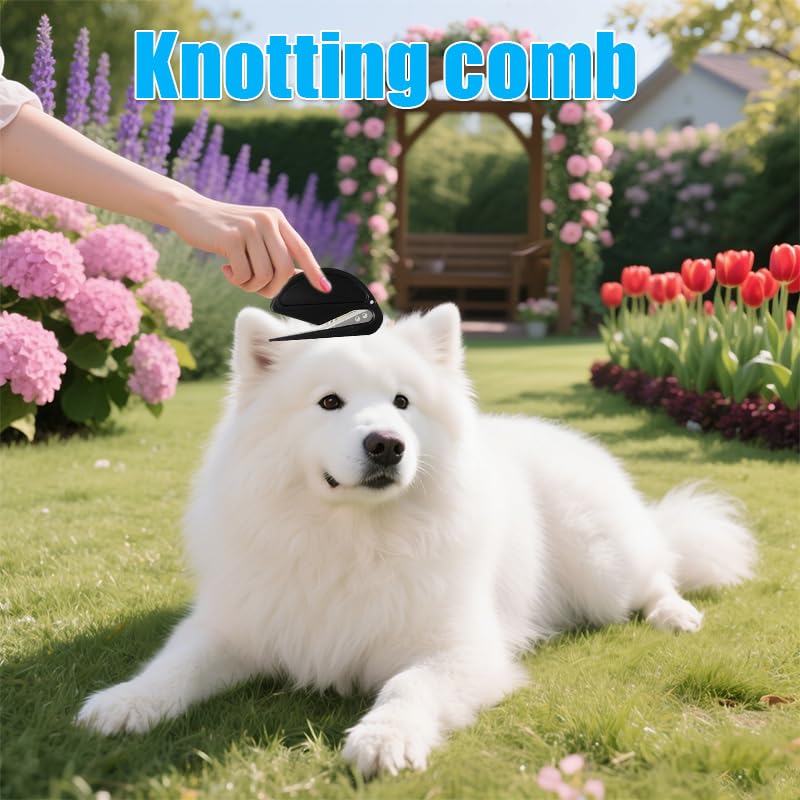 6 Pcs Pet Multifunctional Knotting and Pet Hair Removal Comb One-Click Self-Cleaning Grooming Brush for Dogs, Cats, Puppies, and Rabbits, Plastic Grooming Comb for Hair Shedding and Tangle Removal