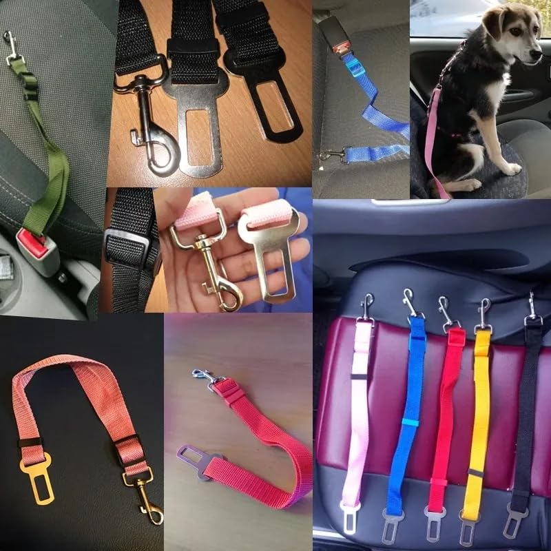 2-Pack Adjustable Dog Seat Belt for Car – Durable Nylon Pet Safety Seatbelt Leash, Fits All Vehicles – Dog, Cat & Small Pet Travel Harness Restraint (Red & Rose) - PawsPlanet Australia